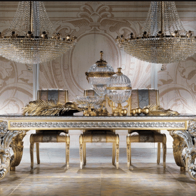 European Style Solid Wood Luxury Dining Table Set