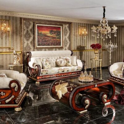 Luxury Solid Teak Wood Hand Carving Sofa Set