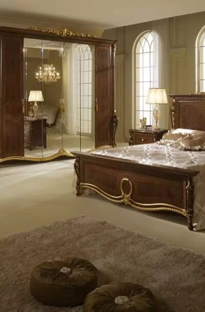 Luxury Italian Design Teak Wood Bedroom Set