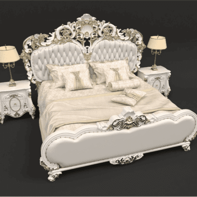 The Wooden Artisans King size bed luxurious wooden golden classical bedroom furniture set
