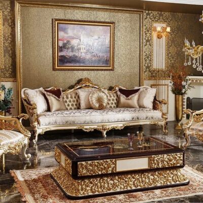 Royal Carving Maharaja Sofa 5 Seater with Center Table