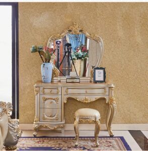 Full solid wood dressing table, princess dressing table, villa, luxurious golden bedroom, small unit