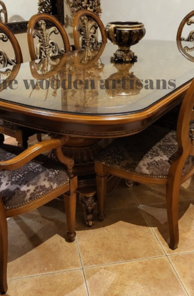 Royal Hand-Carved Wooden Dining Table Set – Luxury 8 Seater Dining Set