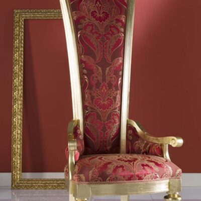 Royal High Back Throne Accent Chair – Hand-Carved Golden Luxury