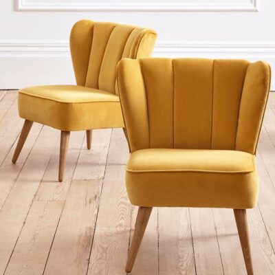 Luxury Velvet Accent Chairs – Modern Shell Back Design (Set of 2)