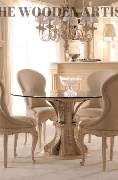 Opulent Italian Round Glass Dining Table Set