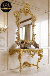Italian Style Gold Leaf Gilding Luxury Mirror Console