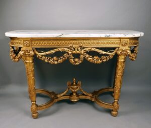 Half-Moon Console in Carved and Gilded Wood