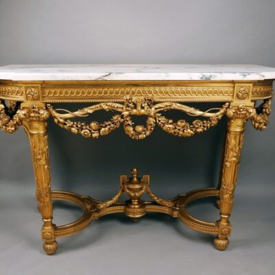 Half-Moon Console in Carved and Gilded Wood