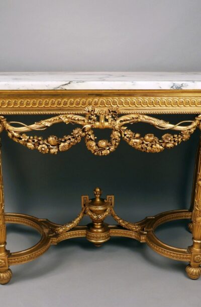 Half-Moon Console in Carved and Gilded Wood