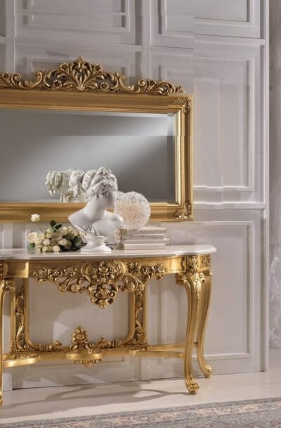 Luxurious Console Carved By Hand Work Console With Mirror