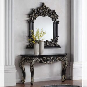 Italian Style Black & Gold Leaf Gilding Luxury Mirror with Console
