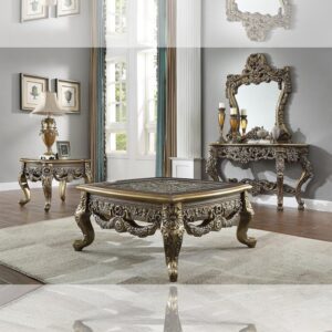 Perfect Brown with Metallic Antique Gold Console Table & Mirror Homey Design