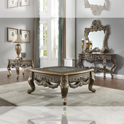 Perfect Brown with Metallic Antique Gold Console Table & Mirror Homey Design