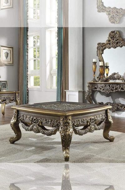 Perfect Brown with Metallic Antique Gold Console Table & Mirror Homey Design