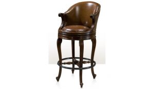 Classic Leather Upholstered Swivel Bar Stool