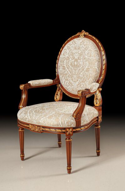 Royal Hand-Carved Louis Style Accent Chair – Luxury Classic Seating