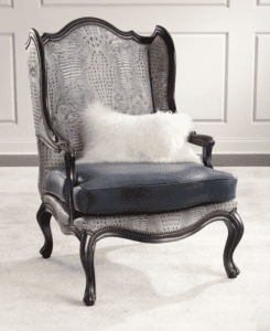 Luxury Hand-Carved Wingback Accent Chair with Upholstered Seat