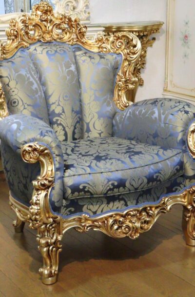 Royal Hand-Carved Golden Throne Accent Chair – Luxury Palace Style
