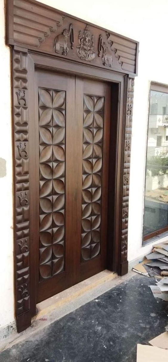 Membrane 3D Teak Wood Door