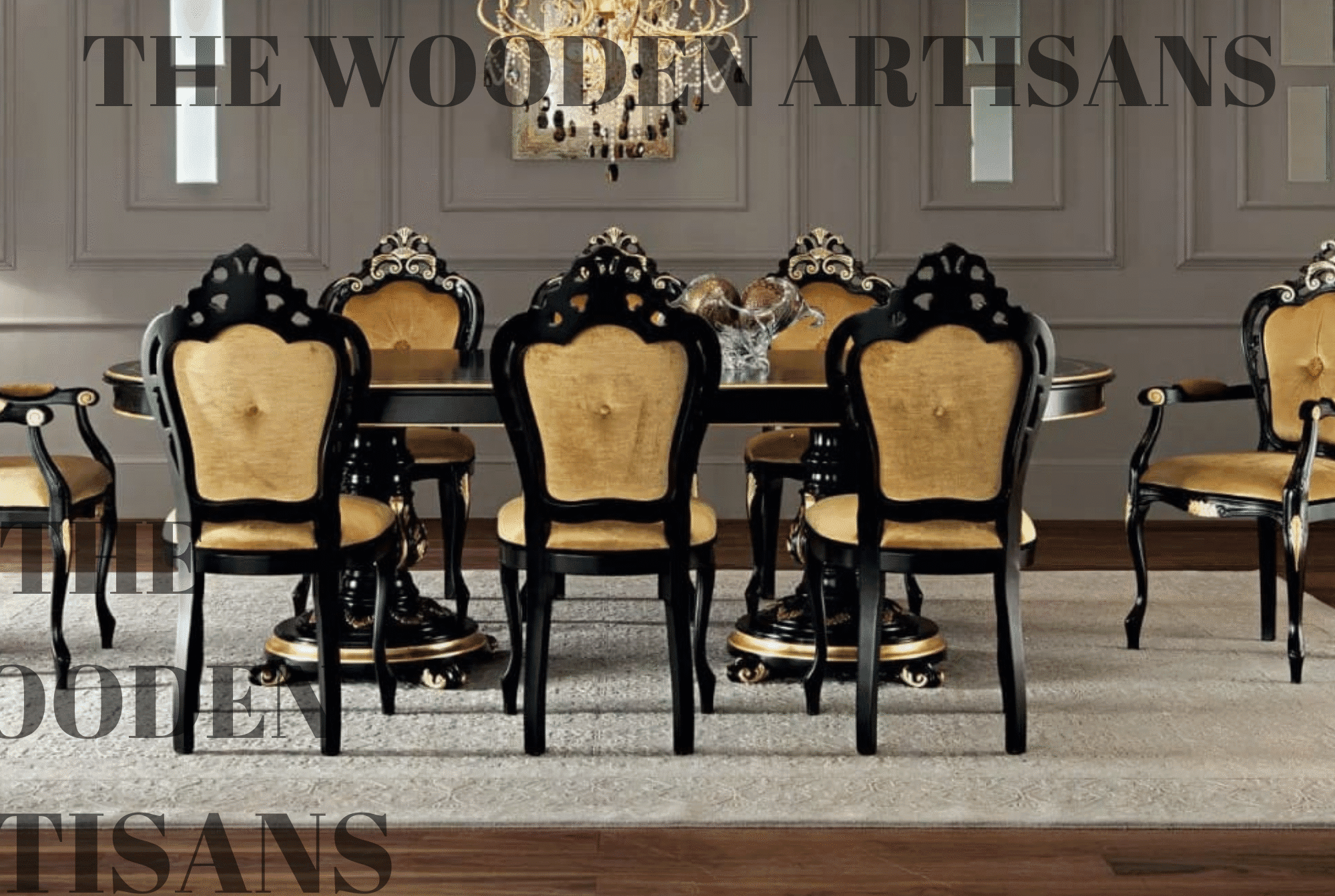 Royal Dining Table Baroque Velvet Chairs