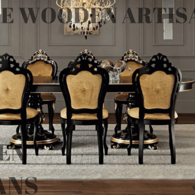 Royal Dining Table Baroque Velvet Chairs