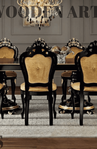 Royal Dining Table Baroque Velvet Chairs