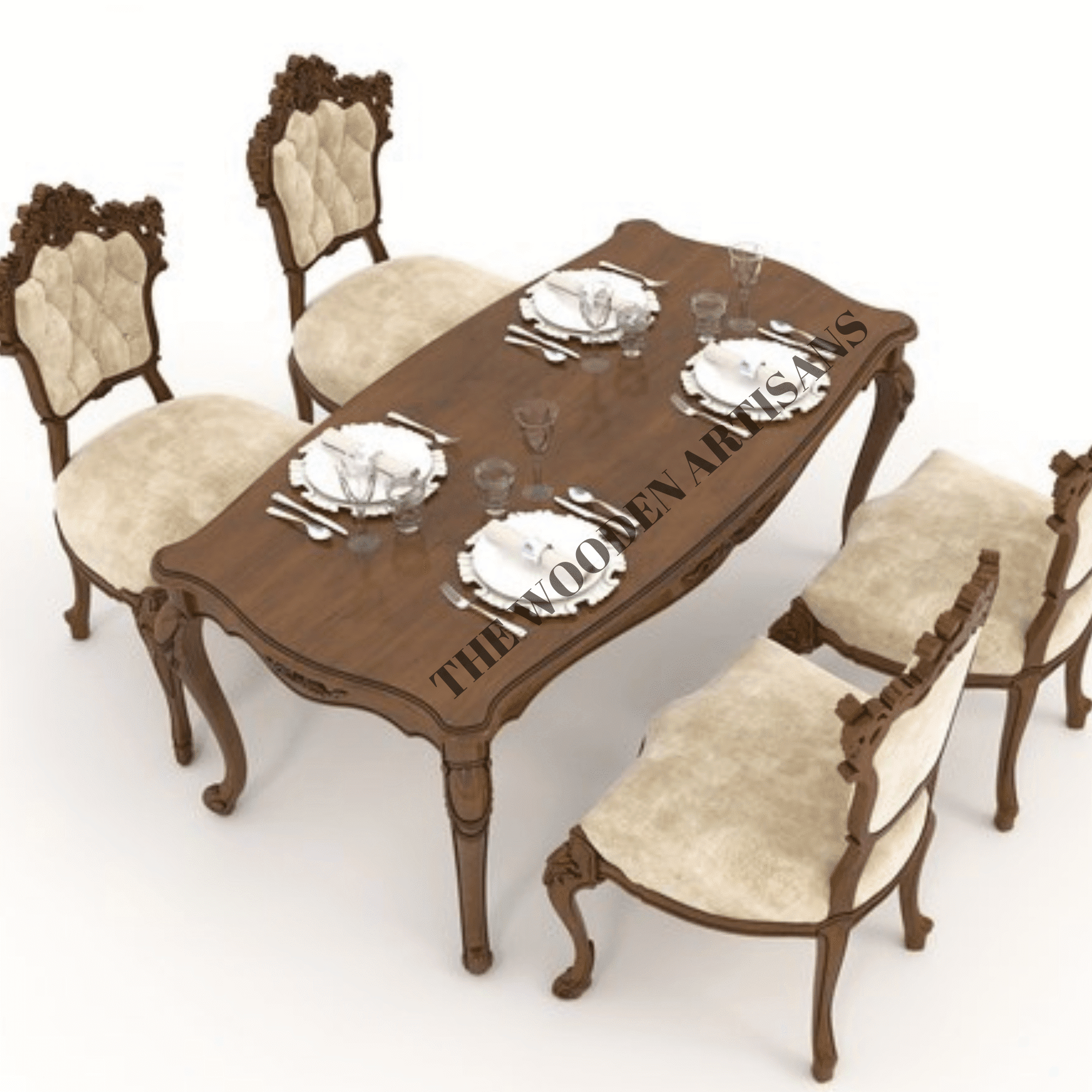 Carving Luxurious Dinning Table In Gold Finished Living Concept Handicrafts