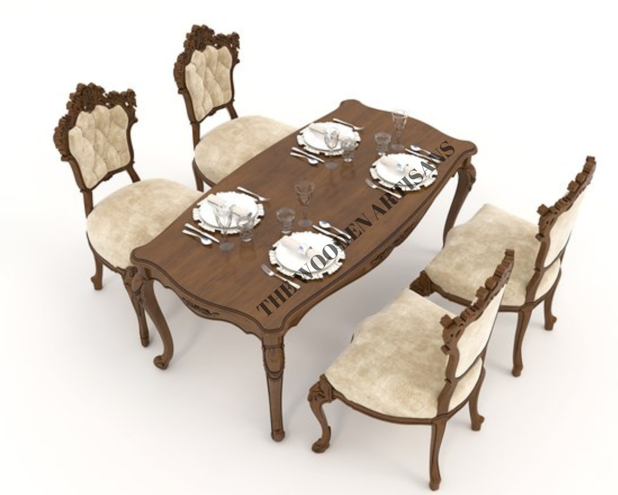 Carving Luxurious Dinning Table In Gold Finished Living Concept Handicrafts