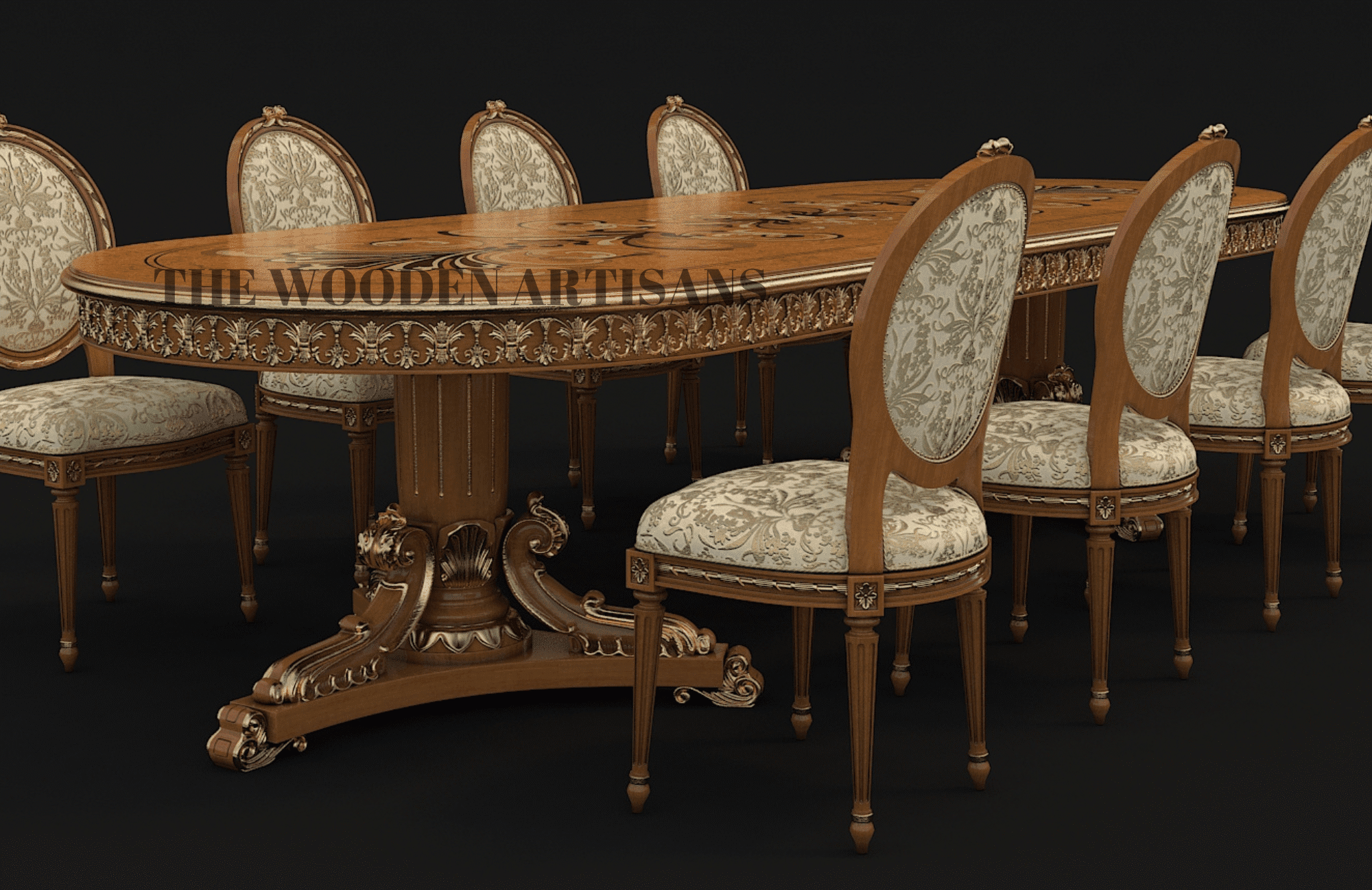 Classic Dining Table Chair Set 3D Model