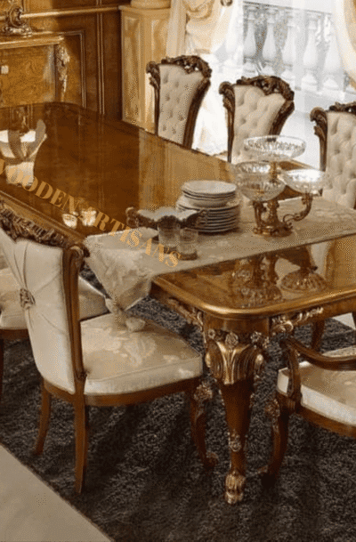 Antique French Style Wooden Dining Set