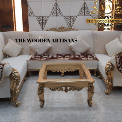 Luxury Modern Living Room Sofa Set – Handcrafted Elegance by The Wooden Artisans