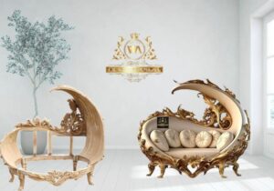 Luxury Royal Crescent Design Hand-Carved Wooden Sofa Set | The Wooden Artisans