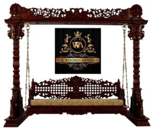 Luxury Royal Hand-Carved Wooden Swing (Jhula) with Canopy