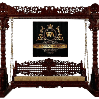 Luxury Royal Hand-Carved Wooden Swing (Jhula) with Canopy